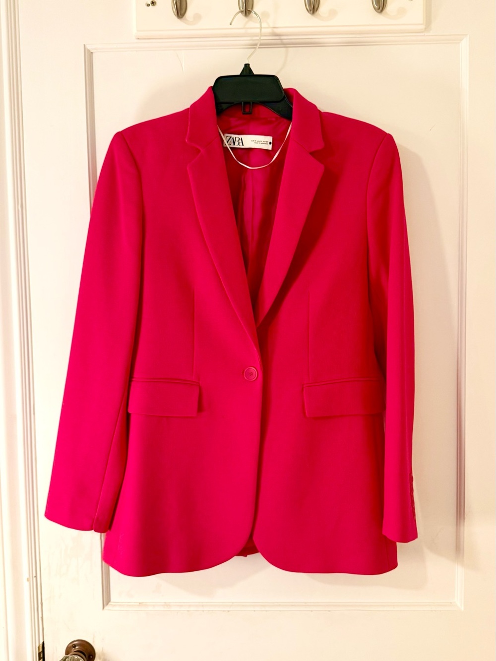 ZARA Hot Pink Fuscia Single-Button Tailored Blazer